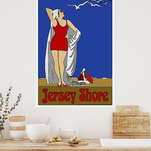 Jersey Shore Art Deco  Poster (Keuken)