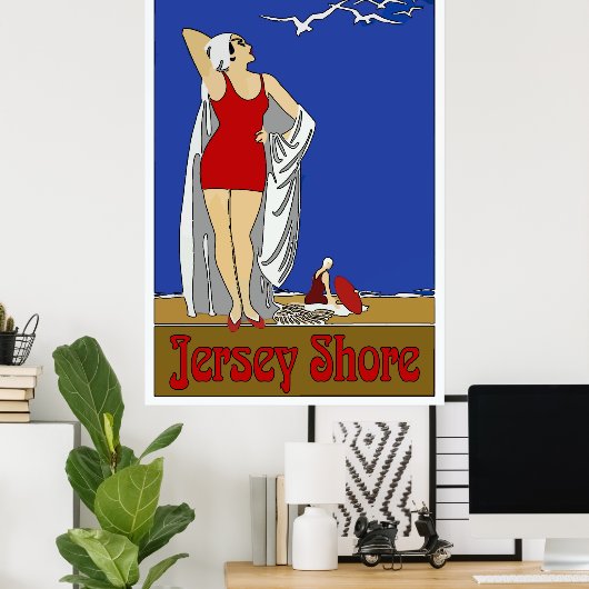 Jersey Shore Art Deco  Poster (Thuiskantoor)
