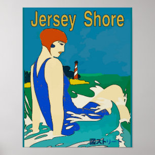 Jersey Shore, Deco Bather, Japans Poster