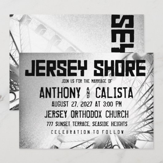 JERSEY SHORE Destination Wedding Invitation Kaart (Voorkant / Achterkant)