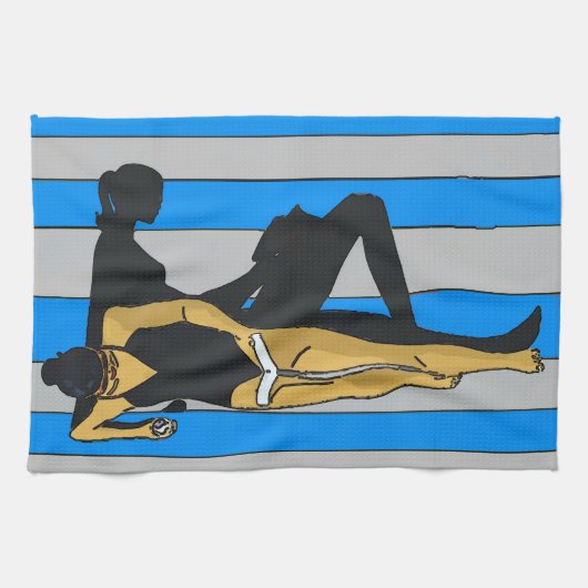 Jersey Shore, Gal op Beach Towel Theedoek (Horizontaal)