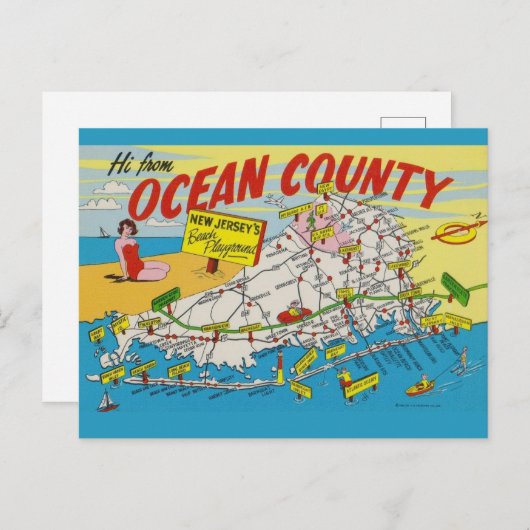 Jersey Shore geïllustreerde kaart (Voorkant / Achterkant)