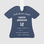 Jersey Stats, Navy & White Baseball Ornament (achterkant)