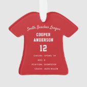 Jersey Stats, Red & White Baseball Ornament (achterkant)