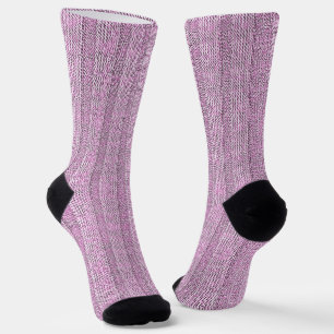 Jersey Streep Brei Patroon in Poeder Roze Sokken