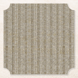 Jersey Streep Brei Patroon in Zachte Beige Kartonnen Onderzetters