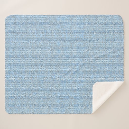 Jersey Stripe Knit Pattern in Baby Blue Sherpa Deken (Voorkant (horizontaal))