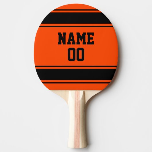 Jersey Style Blue Oranje en Black Personalized Tafeltennisbatje (Voorkant)
