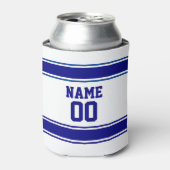 Jersey Style Custom Naam en Nummer Marine Blauw Blikjeskoeler (Blikje Voorkant)