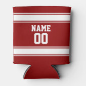Jersey Style Custom Naam en Nummer Maroon Blikjeskoeler (Voorkant)