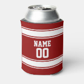 Jersey Style Custom Naam en Nummer Maroon Blikjeskoeler (Blikje Achterkant)