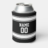 Jersey Style Custom Naam en Nummer Zwart Blikjeskoeler (Blikje Achterkant)