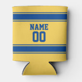 Jersey Style Custom Name Nummer Blauw en Geel Blikjeskoeler (Voorkant)