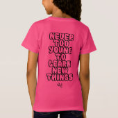 Jersey T-shirt: Nooit te jong (fuchsia) T-shirt (Achterkant)
