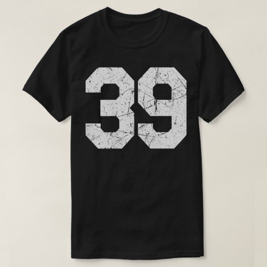 Jersey Uniform Number #39 Athletic Style Sports BA T-shirt (Design voorkant)