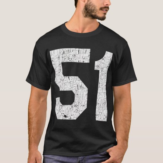 Jersey uniform nummer 51 atletische stijl sport t-shirt (Voorkant)