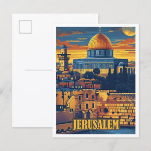 Jerusalem  Art Travel Illustration Briefkaart