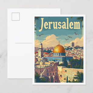 Jerusalem Art Travel Illustration Briefkaart