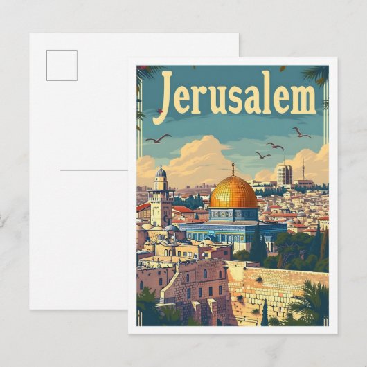 Jerusalem Art Travel Illustration Briefkaart (Voorkant / Achterkant)