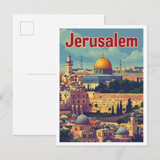 Jerusalem Art Travel Illustration Briefkaart (Voorkant / Achterkant)