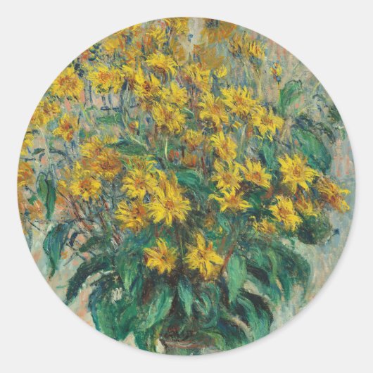 Jerusalem Artichoke Flowers door Claude Monet Ronde Sticker (Voorkant)