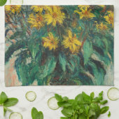 Jerusalem Artichoke Flowers door Claude Monet Theedoek (Gevouwen)