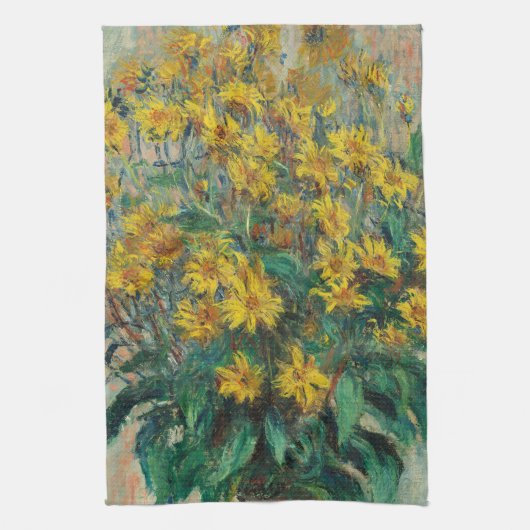 Jerusalem Artichoke Flowers door Claude Monet Theedoek (Verticaal)