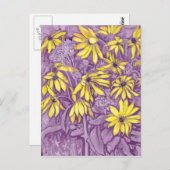 Jerusalem Artichokes Summer Flower Floral Paars Briefkaart (Voorkant / Achterkant)