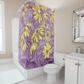 Jerusalem Artichokes Summer Flower Floral Paars Douchegordijn (In situ)