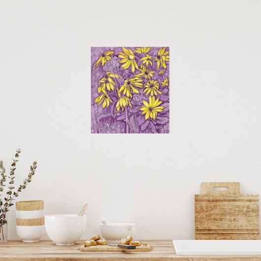 Jerusalem Artichokes Zonnebloemenschilderkunst Poster (Keuken)