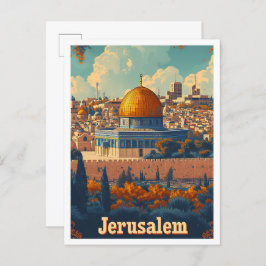 Jerusalem Artistic Travel Illustration Briefkaart