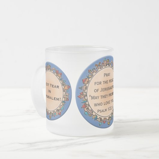 Jerusalem At Last Matglas Koffiemok (Voorkant links)