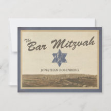  Jerusalem Bar Mitzvah RSVP Reply Card Navy