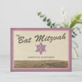  Jerusalem Bat Mitswa Uitnodiging in het Paarse (Staand voorkant)
