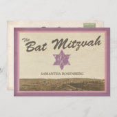  Jerusalem Bat Mitswa Uitnodiging in het Paarse (Voorkant / Achterkant)