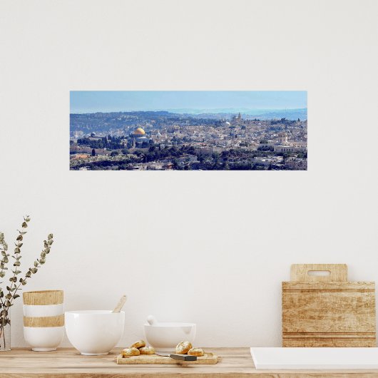 Jerusalem (bekeken vanaf Mt. Scopus) canvas Poster (Keuken)