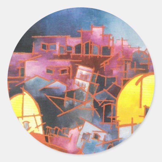 Jerusalem bij nacht ronde sticker (Voorkant)