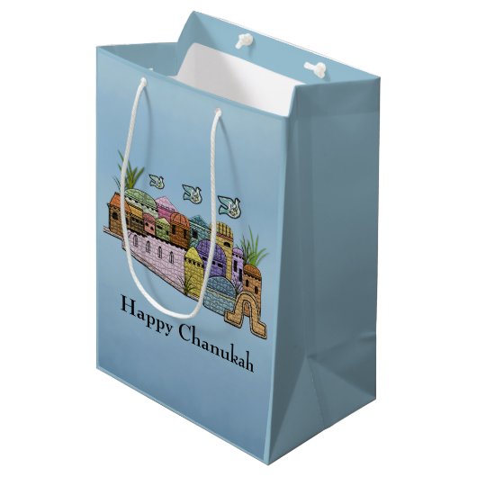Jerusalem Chanukah Gift Bags Medium Cadeauzakje (Voorkant Gekanteld)