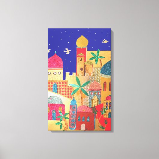 Jerusalem City Colorful Art Canvas Afdruk (Voorkant)