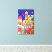 Jerusalem City Colorful Art Canvas Afdruk (Insitu (Houten vloer))