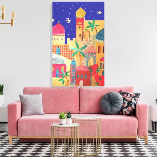 Jerusalem City Colorful Art Canvas Afdruk (Insitu (Woonkamer))