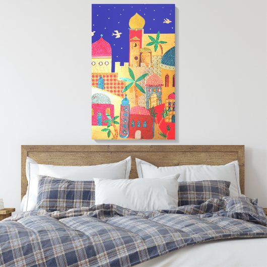 Jerusalem City Colorful Art Canvas Afdruk (Insitu (Slaapkamer))