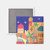 Jerusalem City Colorful Art Magneet (Voorkant / Achterkant)