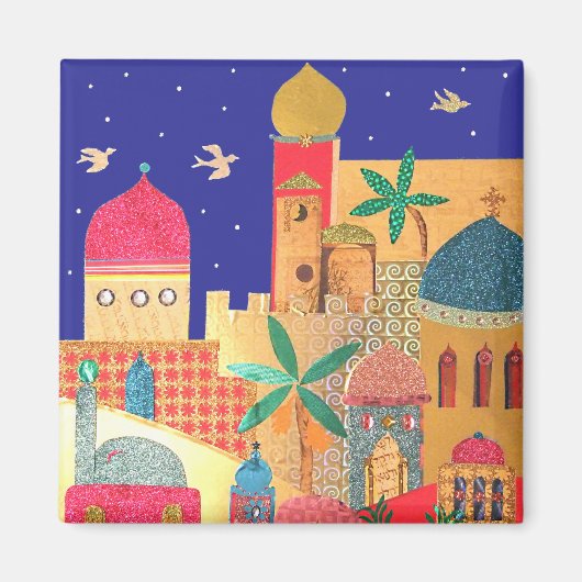 Jerusalem City Colorful Art Magneet (Voorkant)
