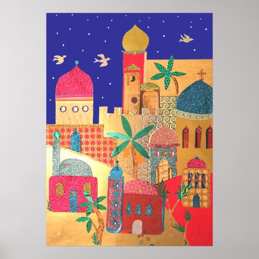 Jerusalem City Colorful Art Poster (Voorkant)