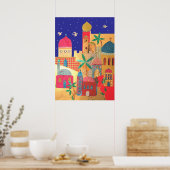 Jerusalem City Colorful Art Poster (Keuken)