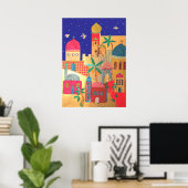 Jerusalem City Colorful Art Poster (Thuiskantoor)
