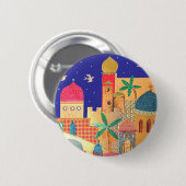 Jerusalem City Colorful Art Ronde Button 5,7 Cm (Voorkant /achterkant)