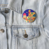Jerusalem City Colorful Art Ronde Button 5,7 Cm (In situ)