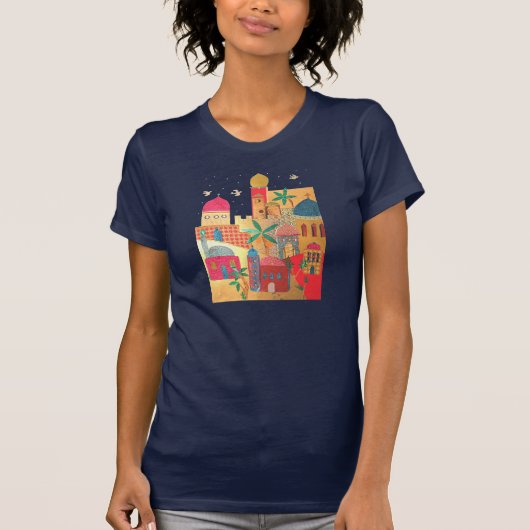 Jerusalem City Colorful Art T-shirt (Voorkant)